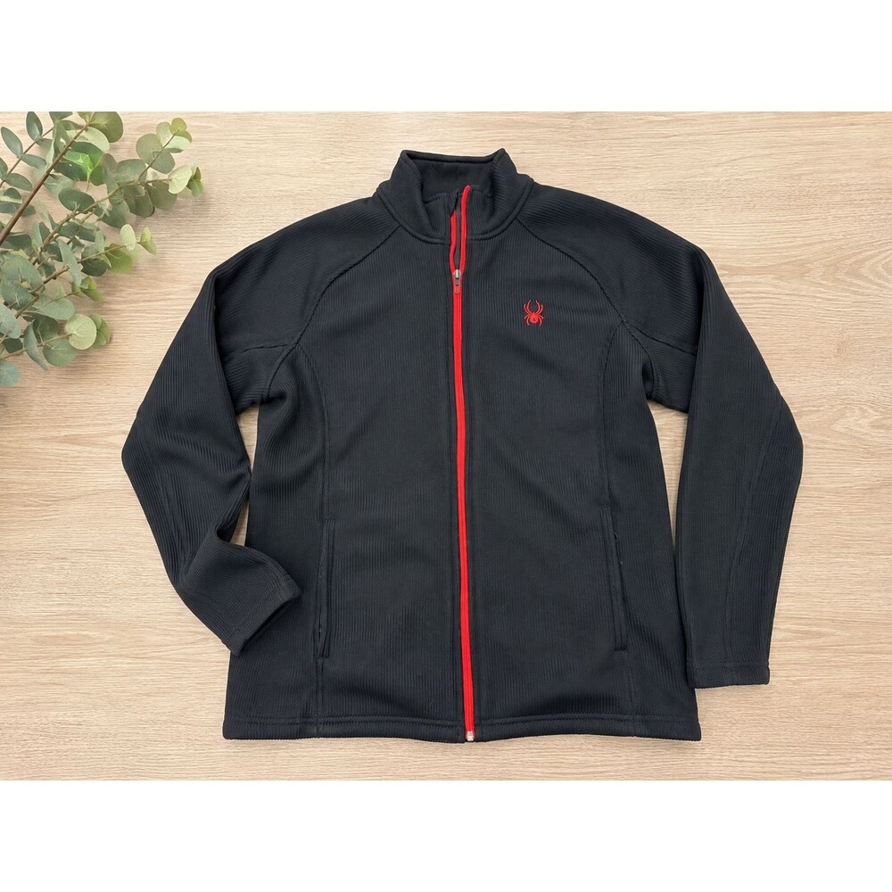 Spyder Foremost Stryke Fleece Jacket Mens XL Black Red Full Zip Core 1144792